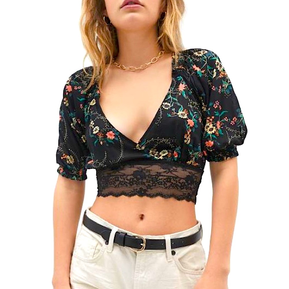 NWT Urban Outfitters Samara Plunging Surplice Cropped Top